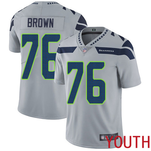Seattle Seahawks Limited Grey Youth Duane Brown Alternate Jersey NFL Football #76 Vapor Untouchable->women nfl jersey->Women Jersey